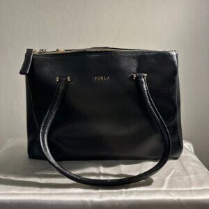 FURLA Black Leather Tote Bag